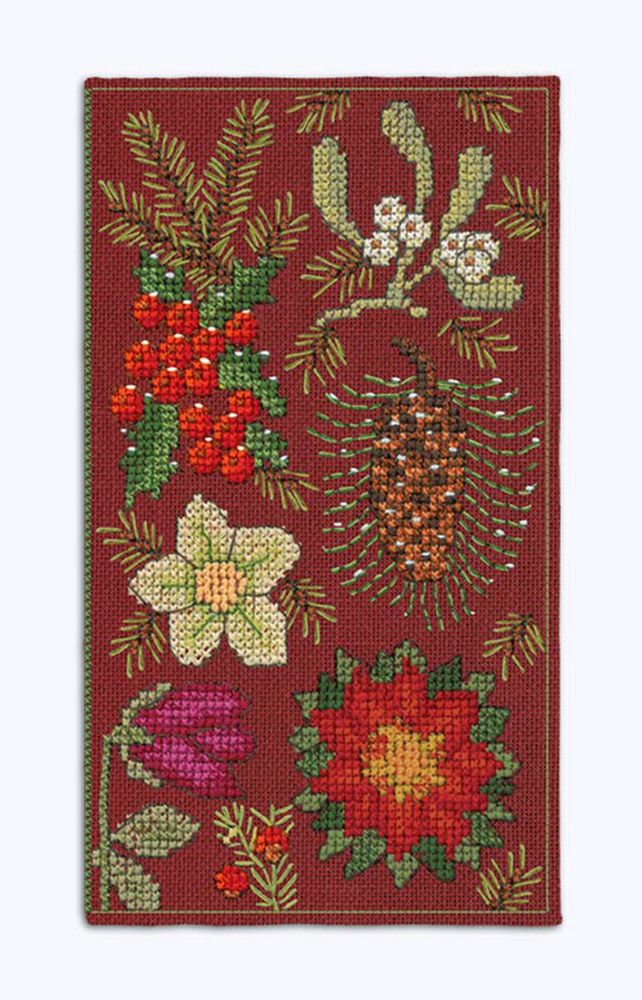 Набор для вышивания нитками Le Bonheur des Dames футляра для очков Spectacle Case Christmas Flowers (Рождественские цветы)