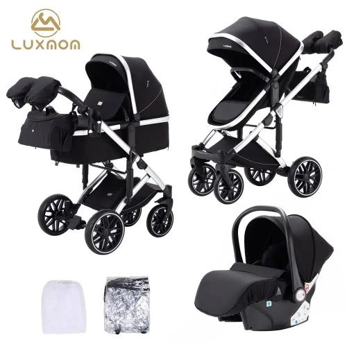 Детская коляска Luxmom F2A 3в1 (черный)