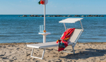 Шезлонг-лежак металлический Magnani 501 Relax, серебристый, слоновая кость