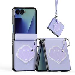 Чехол фиолетового цвета с рисунком для Samsung Galaxy Z Flip 8, серия Luvy Series Case (со съемным ремешком) от Dux Ducis