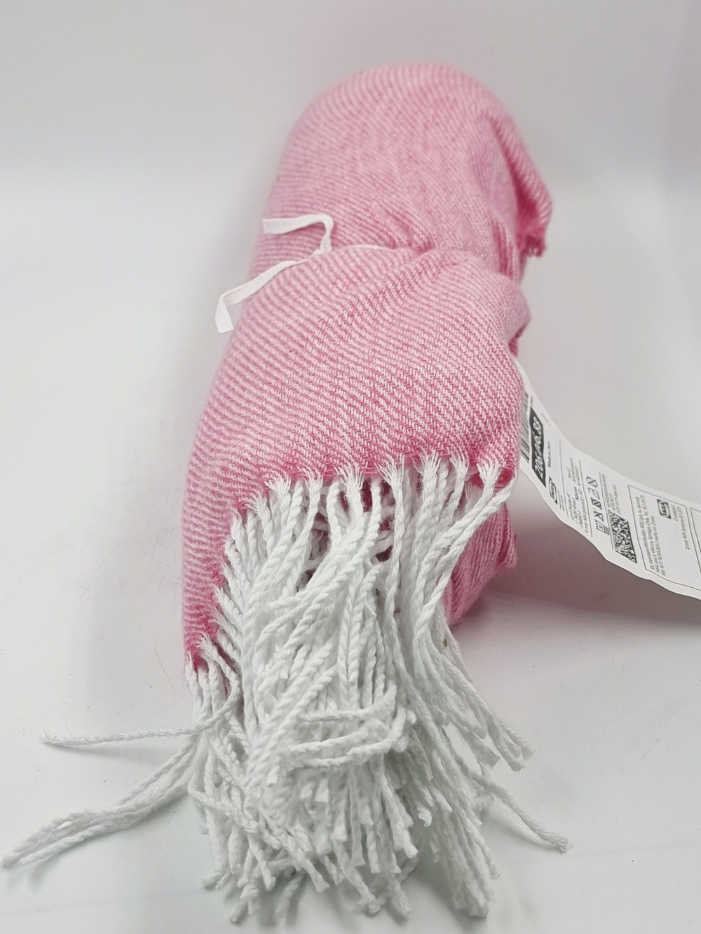 IKEA Плед HOLMVI розового цвета с бахромой, 120х160 см