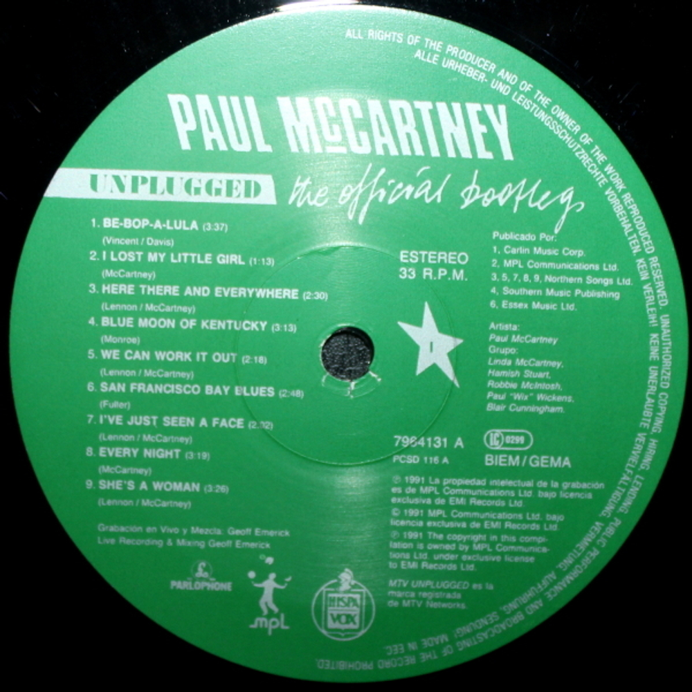 Paul McCartney / Unplugged - The Official Bootleg (LP)