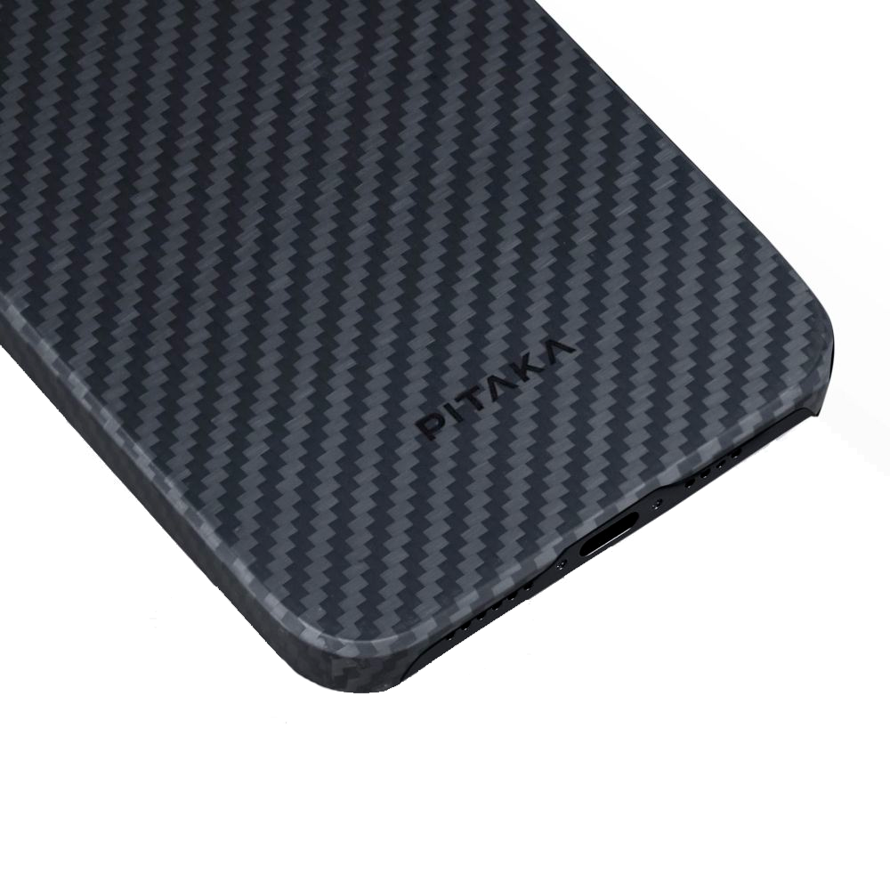 Чехол из арамидного волокна с поддержкой MagSafe PITAKA MagEZ Case 4 600D для iPhone 15 Plus, Black / Grey Twill (Cаржевое переплетение)