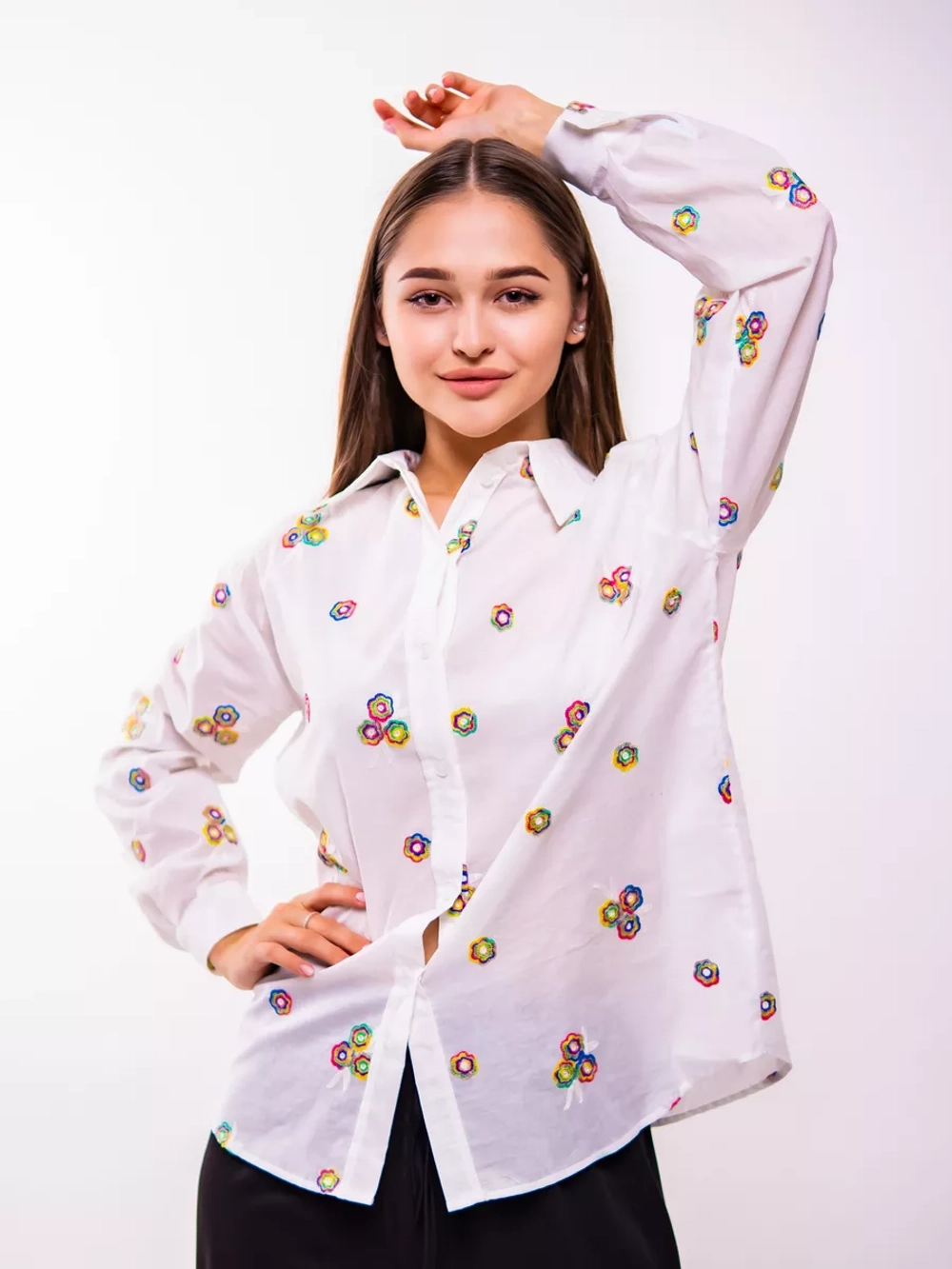 Рубашка блузка с вышивкой летняя