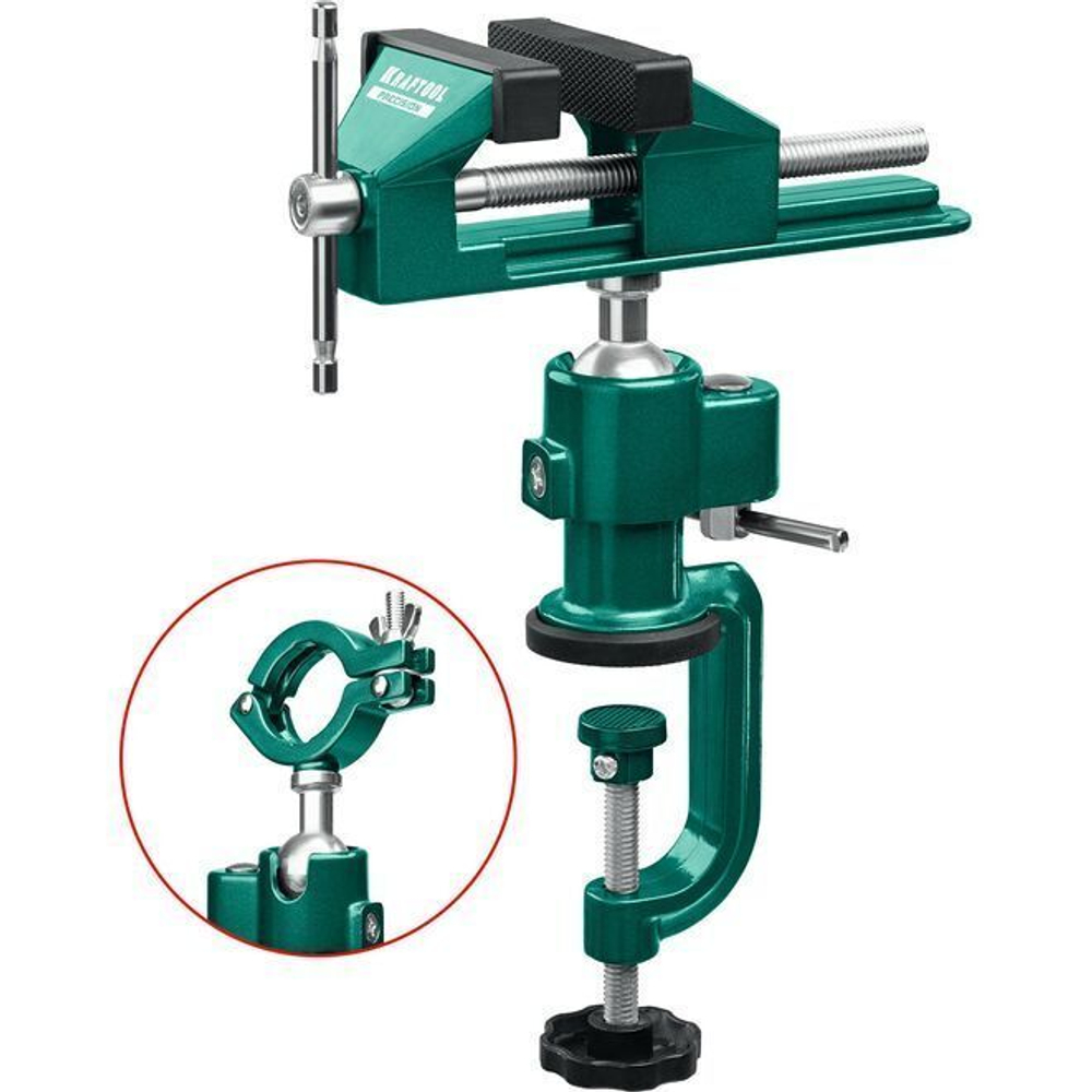 Мини тиски слесарные настольные поворотные Kraftool PRECISION 75 мм