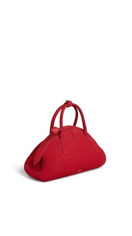 ALAÏA СУМКА С ВЕРХНЕЙ РУЧКОЙ ИЗ НУБУКА, ЯРКО-КРАСНЫЙ