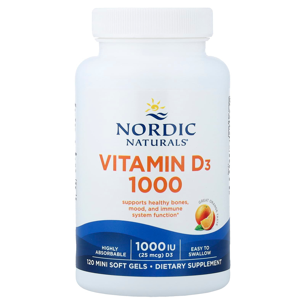 Nordic Naturals, Витамин D3 1000, апельсин, 25 мкг (1000 МЕ), 120 мягких таблеток