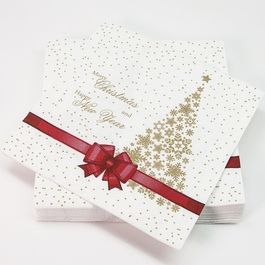 Салфетки, Новогодний бант, Красный, 33*33 см, 20 шт.