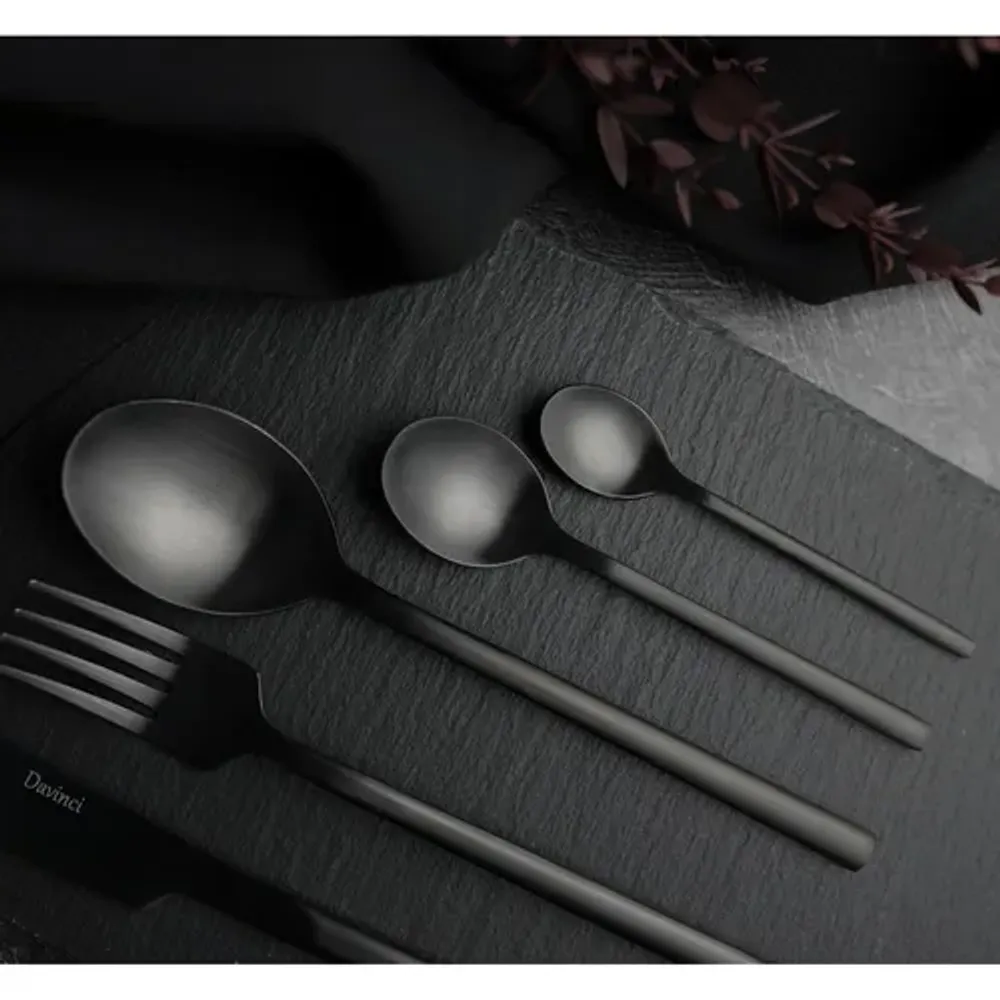 Ложка столовая 19,5 см матовая черный цвет Black Sapporo PVD P.L. - Davinci [12]