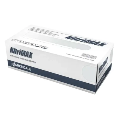 Перчатки нитриловые смотровые NitriMAX нестерильные неопудренные текстурированные размер М белый 50 пар