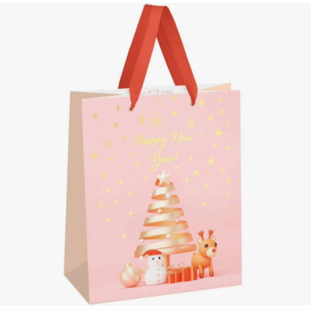 Пакет подарочный 18*23*10см MESHU "Christmas tale", фольга,  матовая ламинация