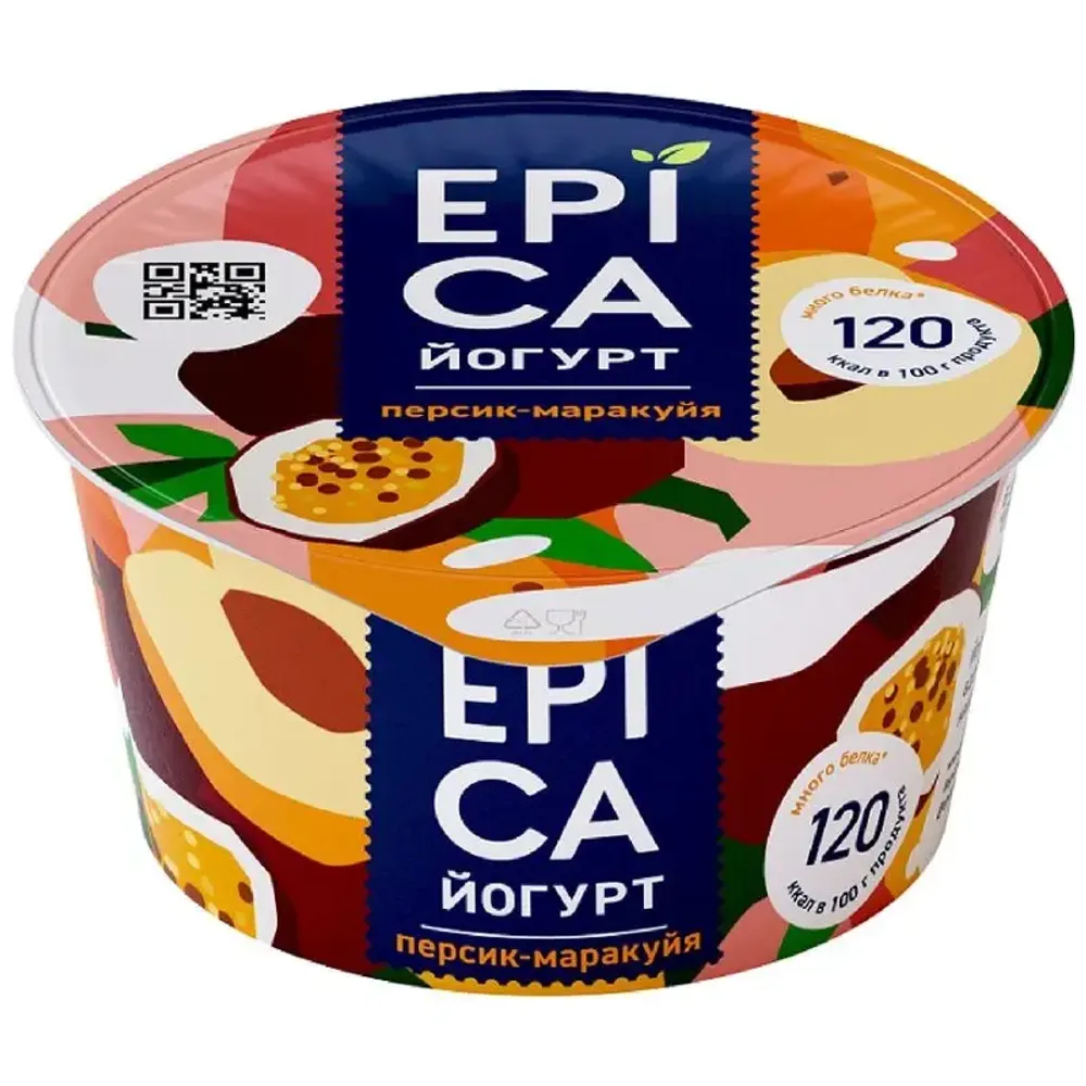 Йогурт Эпика 4,8% 130г персик и маракуйя