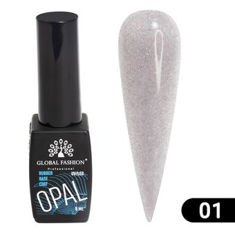КАУЧУКОВАЯ БАЗА DISCO OPAL СВЕТООТРАЖАЮЩАЯ GLOBAL FASHION 8 МЛ, 01