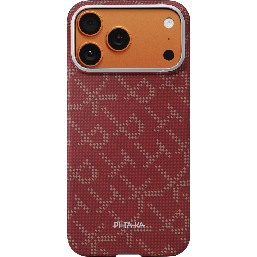 Pitaka Monogram Gold/Red Ultra-Slim Case for iPhone 17 Pro