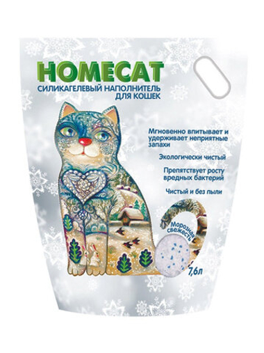 Наполнитель HOMECAT Морозная свежесть силикагелевый для кошек 7,6 л