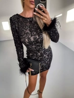 черное платье с перьями + PLUS SIZE