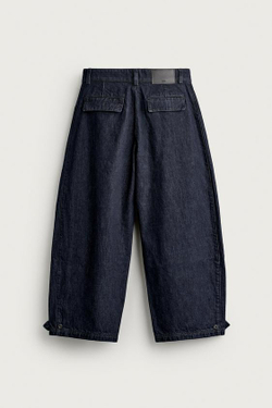 ZARA ДЖИНСЫ BALLOON FIT С ХЛЯСТИКАМИ, ИНДИГО