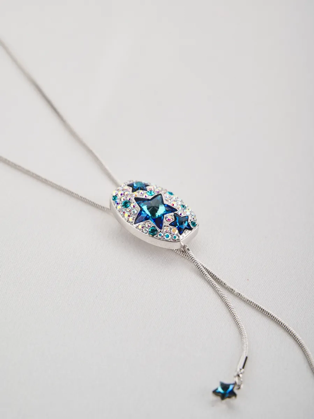 Колье-галстук Звездное небо с подвесками и кристаллами Swarovski