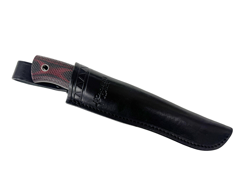 Нож Стерх (клин от обуха), N690, микарта красно-черная насечка, 301.5354