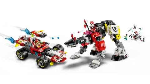 Конструктор LEGO DREAMZzz 71497 Робот-тигр Купера и Hot Rod машина Зеро