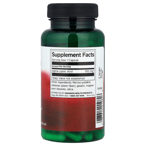 Swanson Vitamins, Альфа-липоевая кислота, 100 мг, 120 капсул