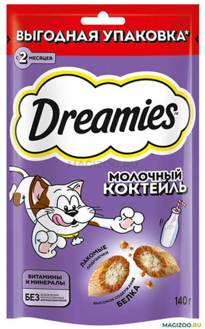 Dreamies лакомые подушечки молочный коктейль 140г