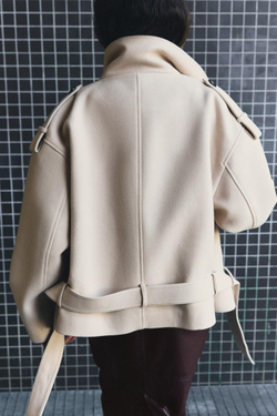 ZARA КОРОТКО ПАЛЬТО С ПОЯСОМ, ЭКРЮ