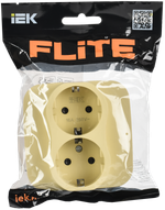 FLITE Розетка 2-местная с заземлением с защитными шторками безвинтовое крепление 16А РСш12-1-А-ФлН навахо IEK