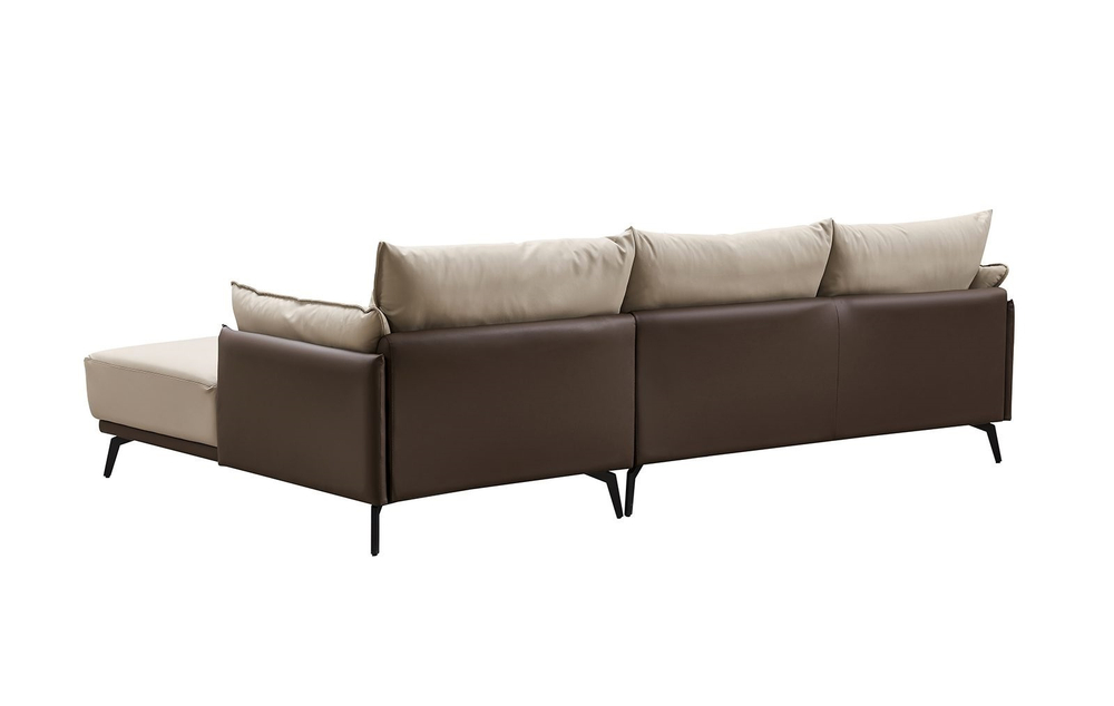 Диван ELEGANTE NAPPA SF015 угловой (3-х местный правый угол) бежевый/коричневый