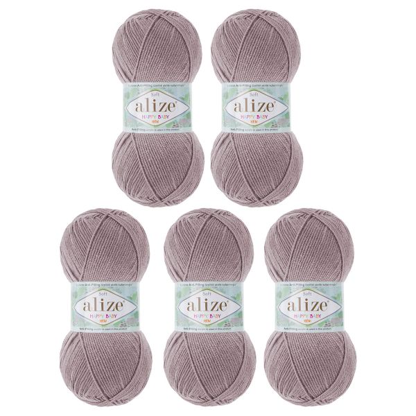 Пряжа Alize (Ализе) Happy Baby New / уп.5 мот. по 100 г, 320м, 142 серая роза