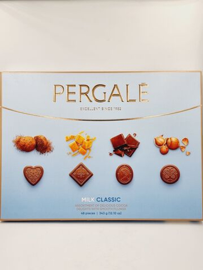 Набор конфет Pergale Milk Classic в молочном шоколаде с начинками (шоколадная, карамельная, трюфельная, с фундуком) 343 г (из Литвы)