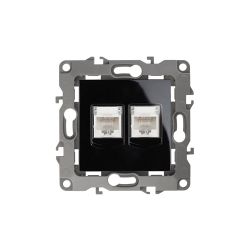 Розетка ЭРА Серия 12 12-3108-06 информационная двойная 2XRJ45 IP20 чёрный | Эра 12