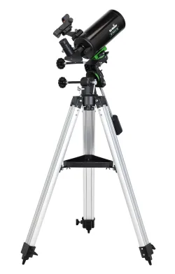 Телескоп Sky-Watcher MAK90 StarQuest EQ1, с коллимационными винтами - вид сзади, на монтажной стойке