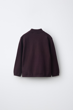 ZARA ТРИКОТАЖНЫЙ СВИТЕР С ВОРОТНИКОМ-СТОЙКОЙ, КОРИЧНЕВЫЙ