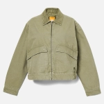 Женская бомбер-куртка из вымытого канваса зеленого цвета - TIMBERLAND