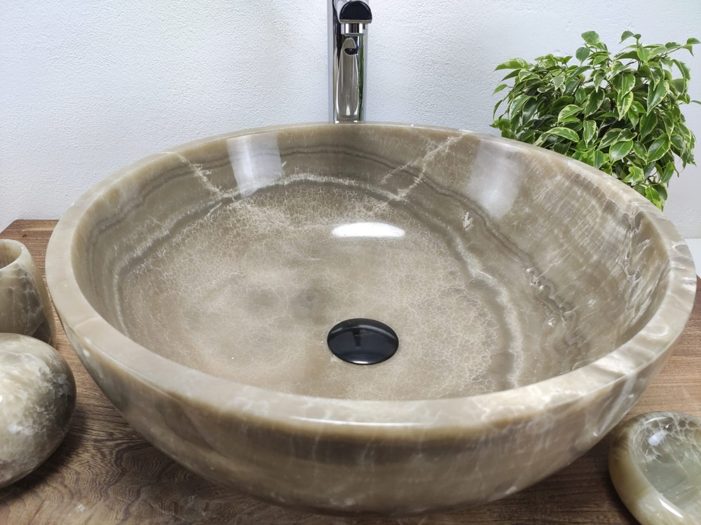 Раковина из оникса Bowl Grey BO-81041 45x45x17 из натурального камня