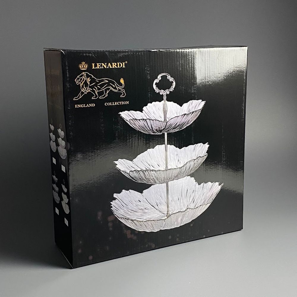 Lenardi 200-162 Трехъярусная этажерка в под.уп.(х8)Стекло