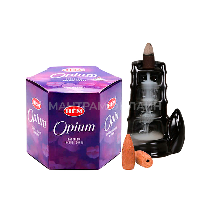 HEM Back Flow Opium Благовоние-конус Опиум, пуля (стелющиеся), 40 шт