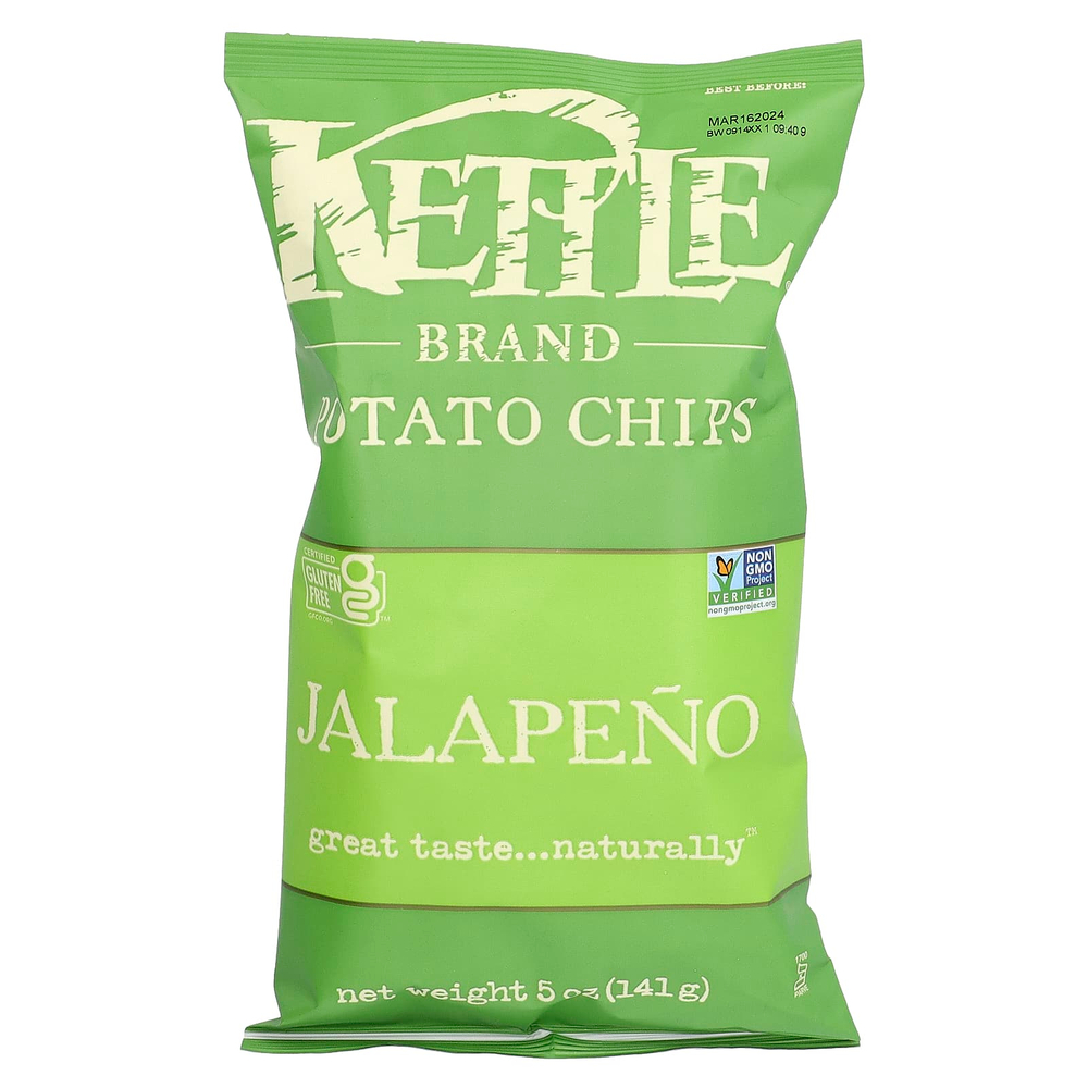 Kettle Foods, картофельные чипсы, халапеньо, 141 г (5 унций)