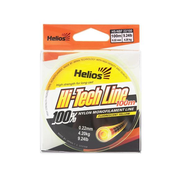 Леска Helios Hi-tech Line Nylon Fluorescent Yellow 0,22mm/100 (HS-NBF 22/100)