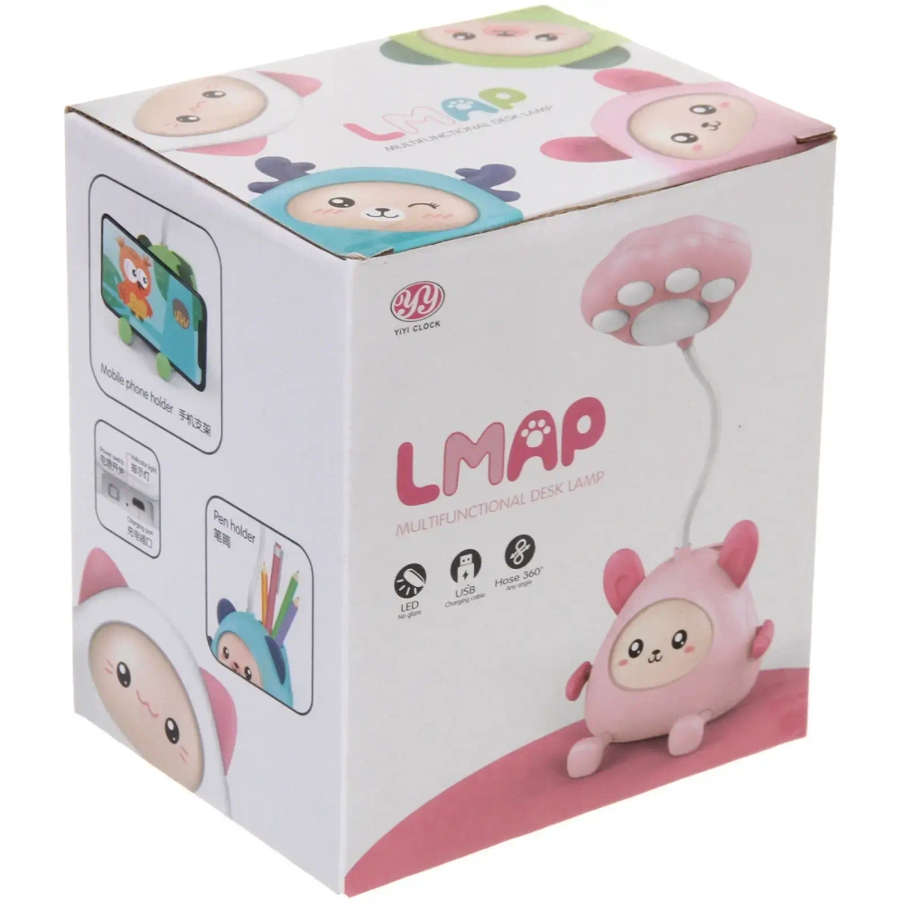 Настольная лампа «Милая зверушка» LED 11,5*8,6*31 см, USB 0.6w 5V, Бело-розовый