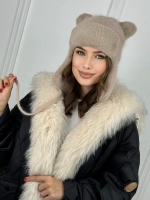 шапка зимняя вязаная с ушками ангора