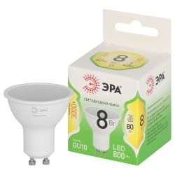 Лампа светодиодная ЭРА GREEN LINE LED MR16-8W-830-GU10 GL 8Вт софит теплый свет GU10 | Лампы cветодиодные Точечные (Софиты) (MR, PAR)
