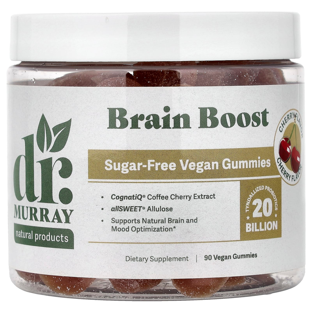 Dr. Murray's, жевательные таблетки для поддержки мозга, со вкусом вишни, 90 веганских жевательных таблеток