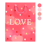 Пакет подарочный "Love" 18*23*10 см, ручки-шнурок, обработка - фольга, разноцветный принт