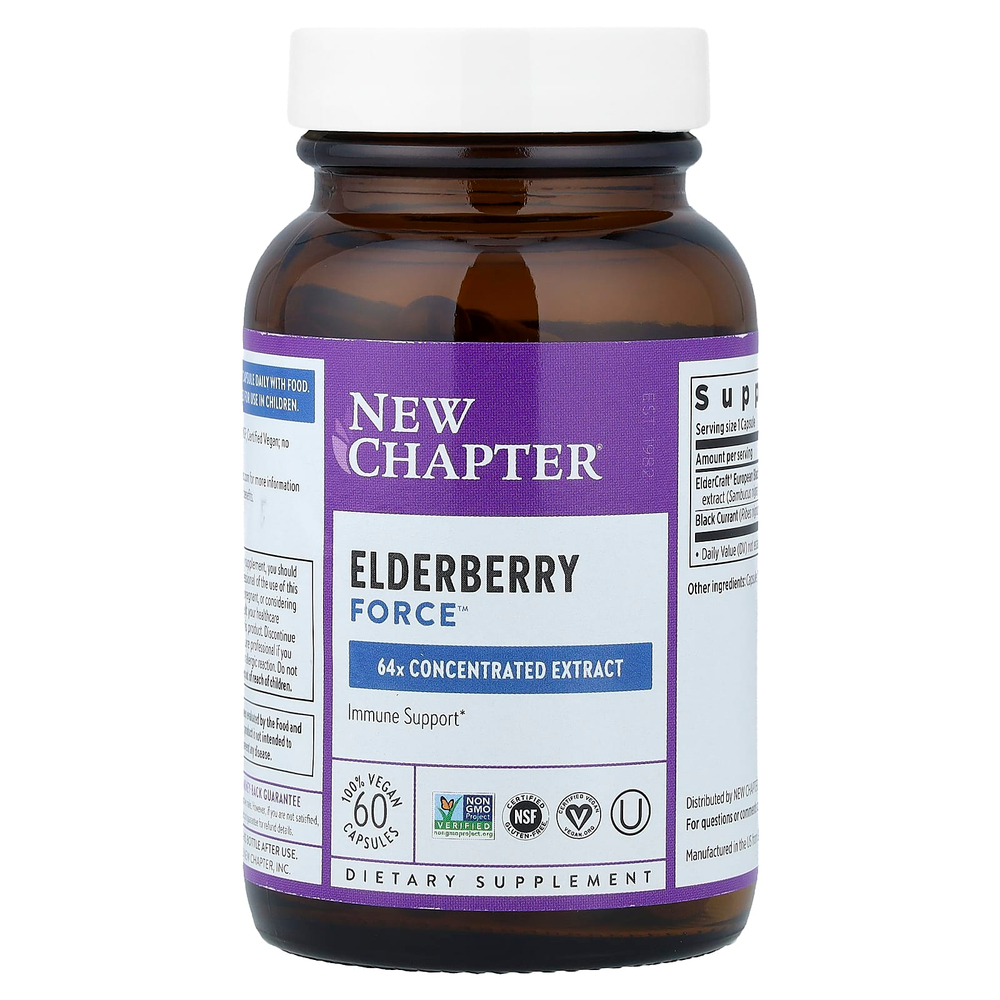 New Chapter, Elderberry Force™, 60 веганских капсул