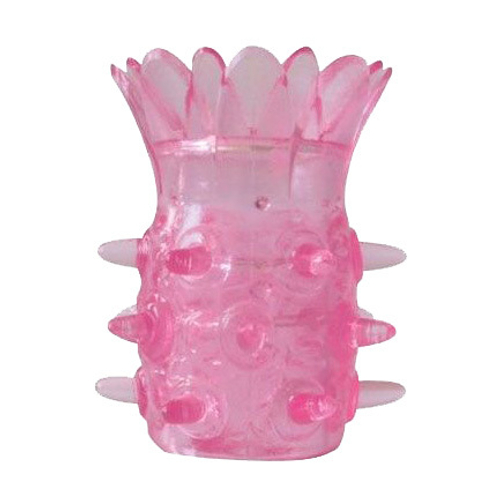 Розовая насадка 6см на пенис с шипиками и лепестками Bior Toys Erowoman-Eroman EE-10089