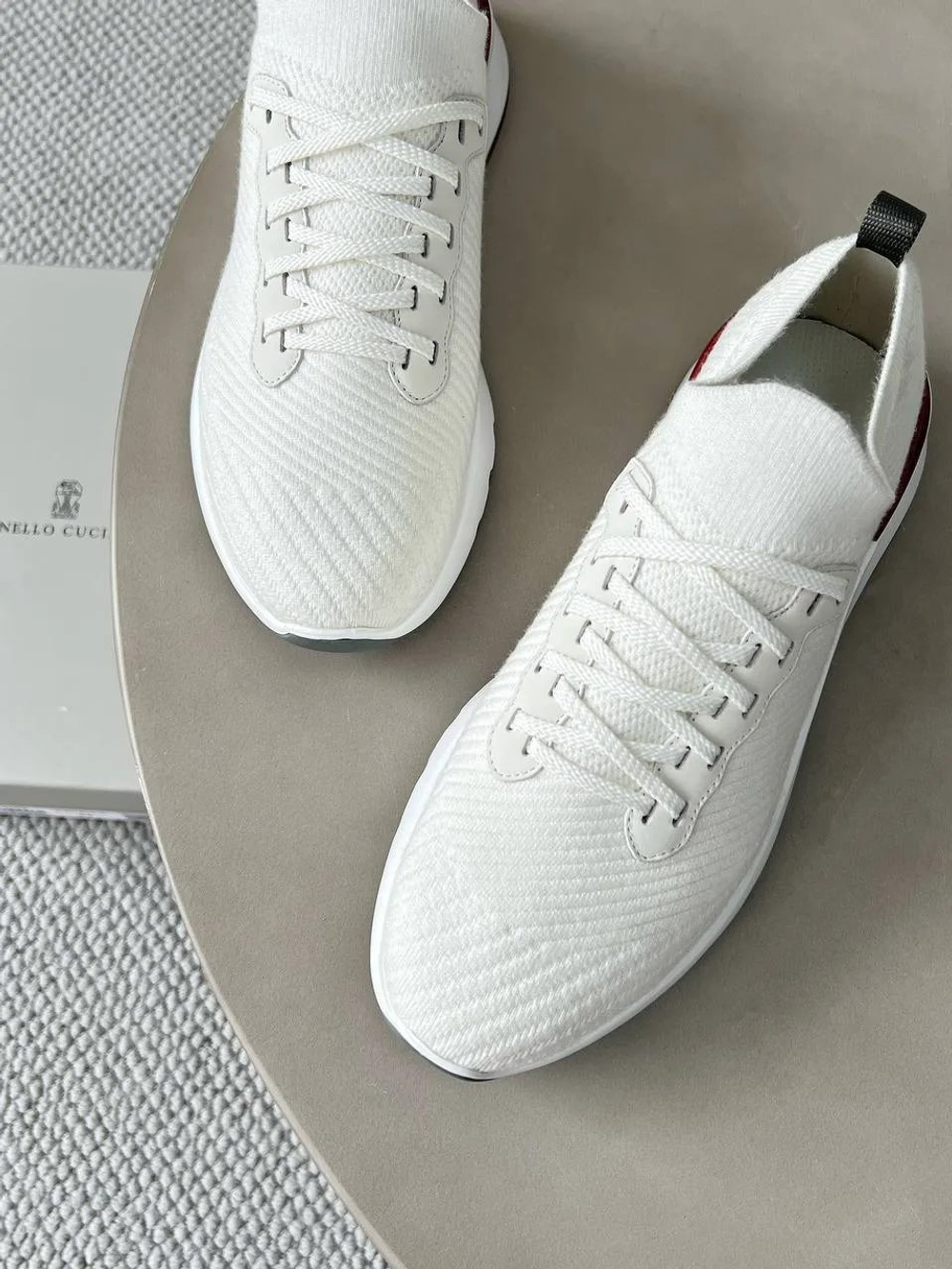 Текстильные белые кроссовки Brunello Cucinelli