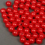 Бусины пластик (перламутр) ⌀10 мм, цв.058 красный, уп.500г (960 шт), Magic4Hobby