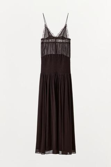 ZARA КРУЖЕВНОЕ ПЛАТЬЕ НА БРЕТЕЛЯХ, ГРАНАТОВЫЙ